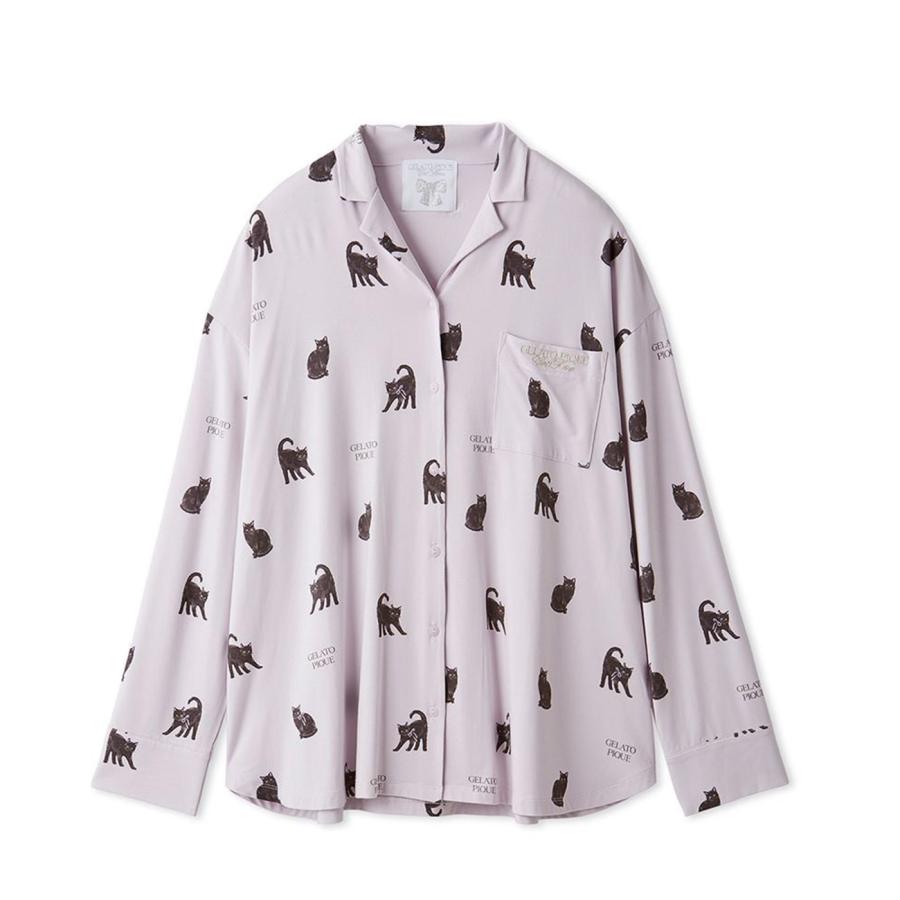 gelato pique（ジェラートピケ） HALLOWEEN CAT総柄シャツ pwct254237