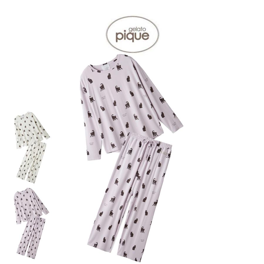 gelato pique（ジェラートピケ） HALLOWEEN CAT総柄ロンT&ロングパンツ