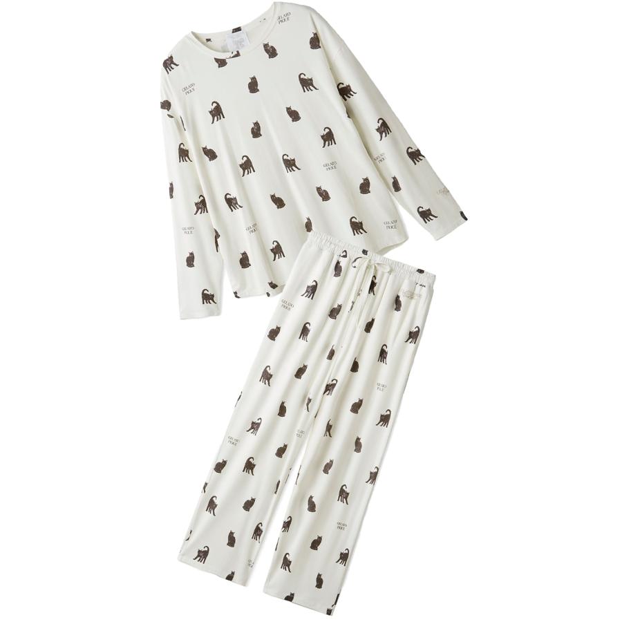 ジェラートピケ スリープドッグ柄 ロンT ロングパンツ セット　ジェラピケ　新品 ONLINE限定】DOG柄ロングパンツ(ロングパンツ)｜ルームウェア