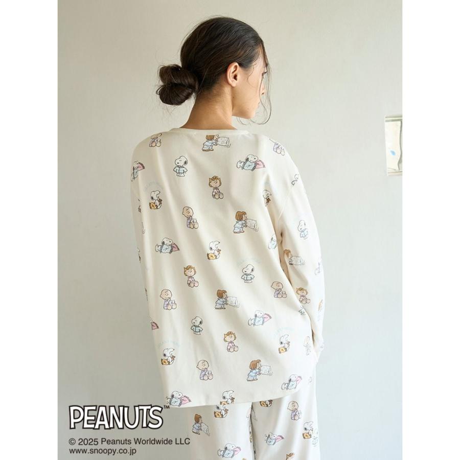 【新品】gelato pique × スヌーピー 総柄パジャマ【上下セット】 スヌーピー ホーム 総柄セット シャツ ロングパンツ ルームウェア