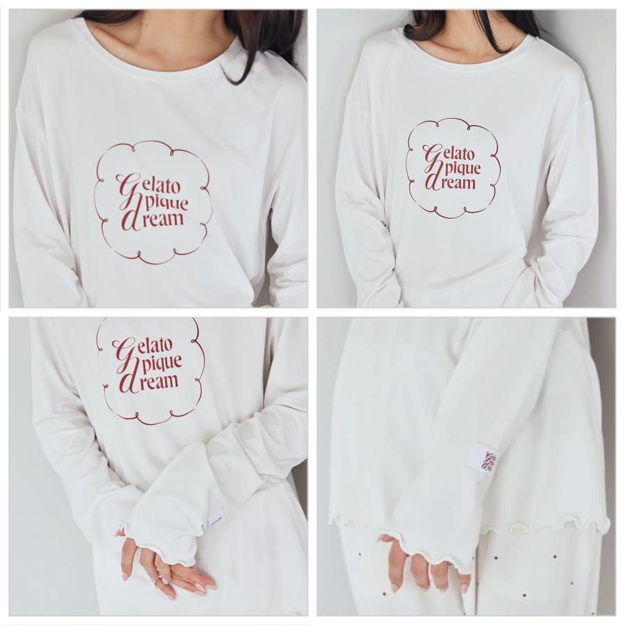ジェラートピケ 長袖ルームウェア gelato pique ジェラートピケ ワンポイントレーヨンロゴロンT&ロング