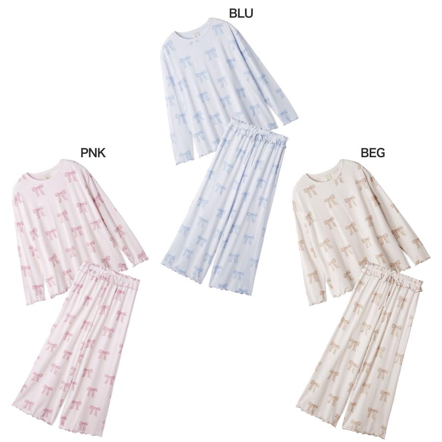 gelato pique ジェラートピケ リボン柄ロンT&ロングパンツセット