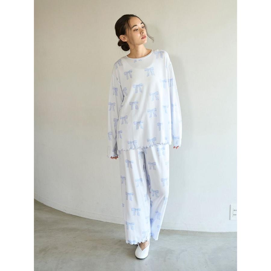 新品タグ ジェラートピケ リボンプルオーバー＆ロングパンツ 上下セット gelato pique ジェラートピケ リボン柄ロンT&ロングパンツセット