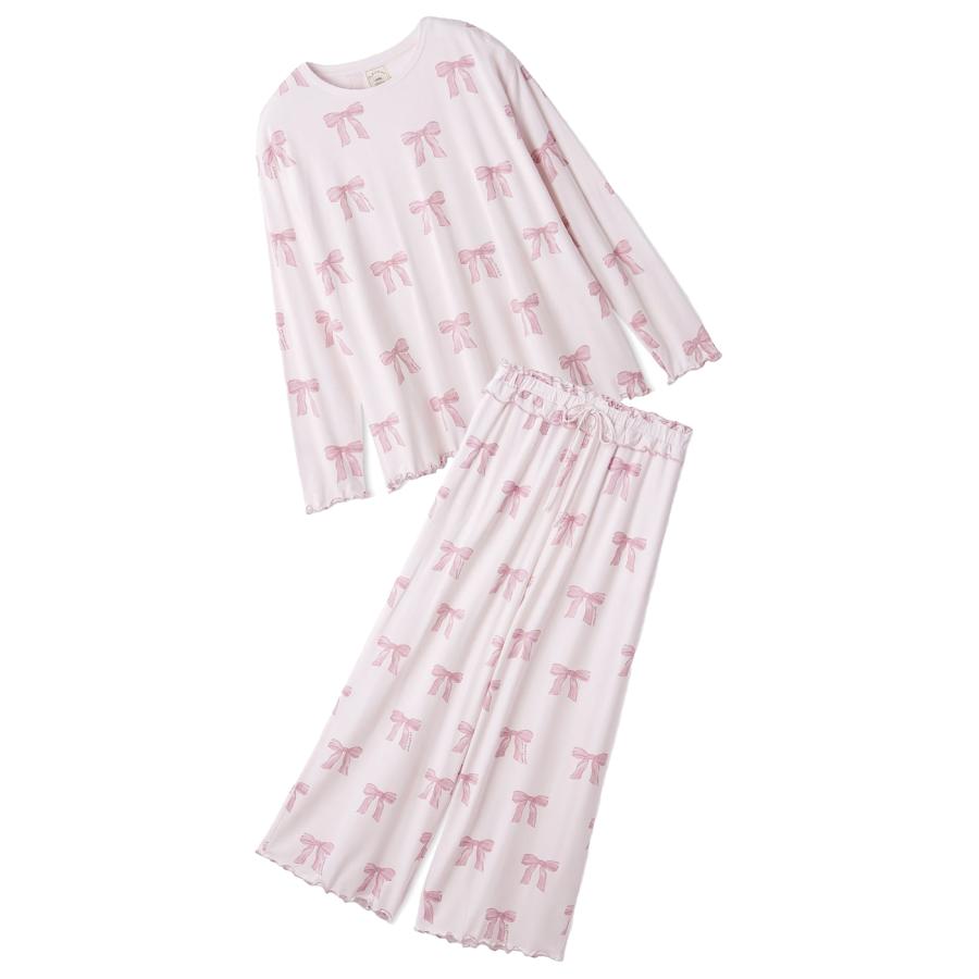 gelato pique ジェラートピケ リボン柄ロンT&ロングパンツセット