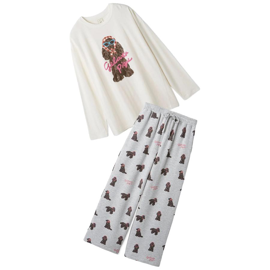 gelato pique（ジェラートピケ） スカーフDOGワンポイントロンT&ロング