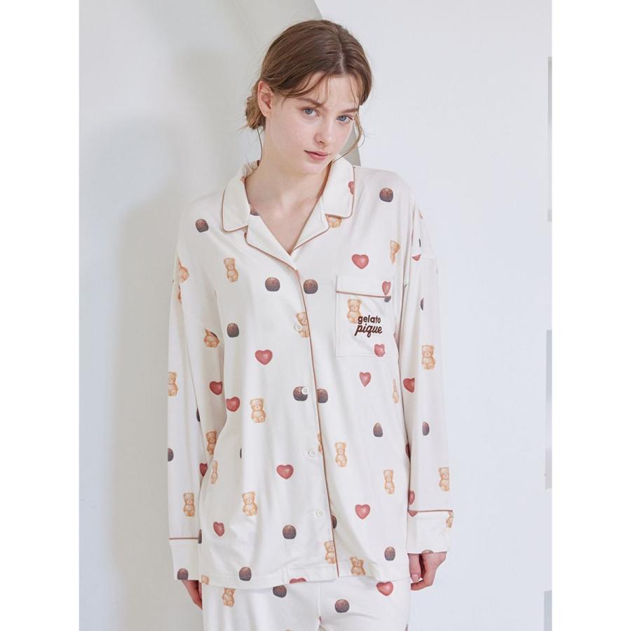 gelato pique（ジェラートピケ） Valentine 総柄シャツ&ロングパンツ