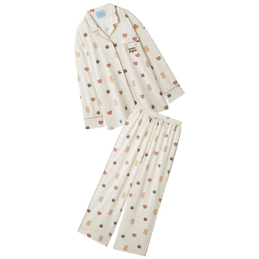 ジェラートピケ　ケーキ柄シャツ　ロングパンツ　セット ジェラートピケ ケーキ柄シャツ ロングパンツ セット WOMEN