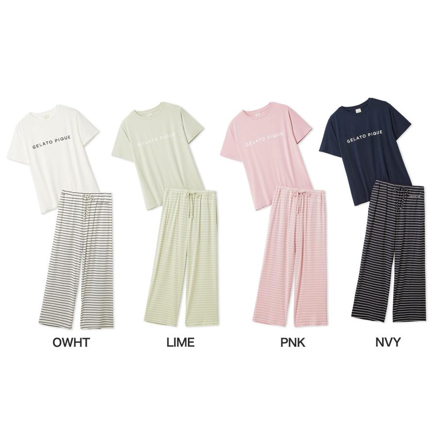 ジェラートピケ　ルームウェア　5点セット gelato pique（ジェラートピケ） レーヨンロゴTシャツ&ボーダーロング