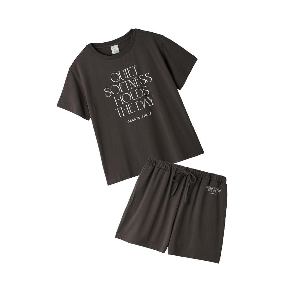 GELATO PIQUE レーヨンロゴTシャツ＆ショートパンツセット 接触冷感 gelato pique（ジェラートピケ） 接触冷感 レーヨンロゴTシャツ