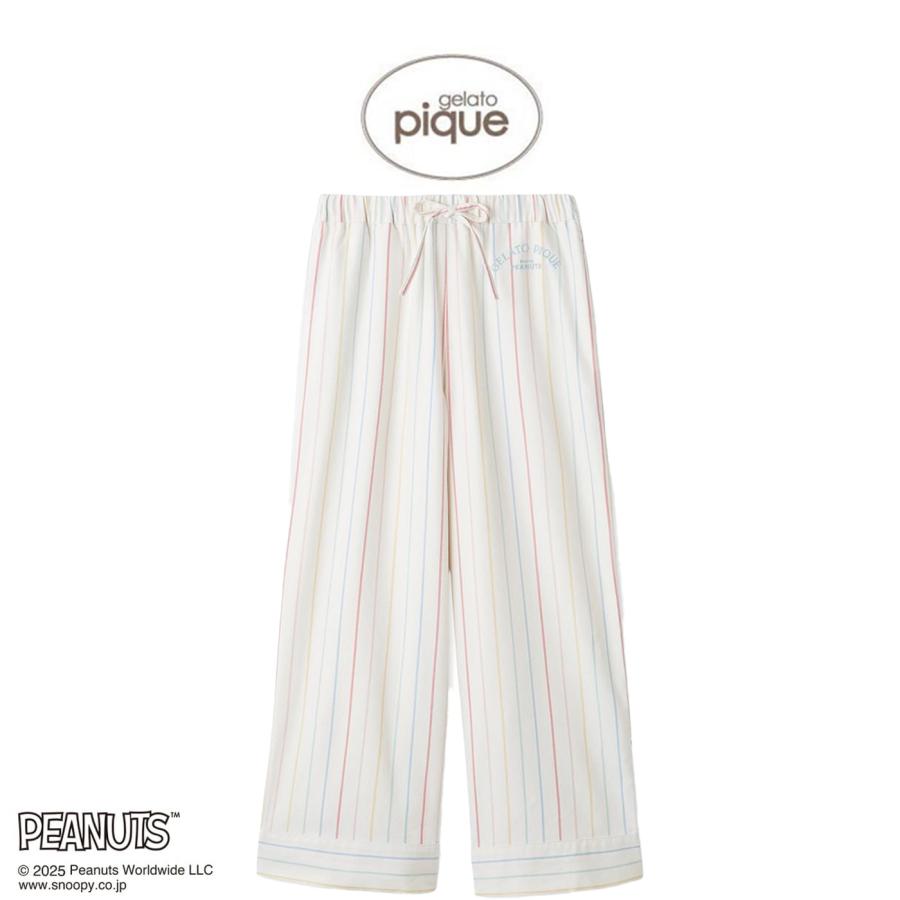 ジェラートピケ PEANUTS スヌーピー ストライプネルロングパンツ gelato pique（ジェラートピケ） PEANUTS レインボーストライプネル