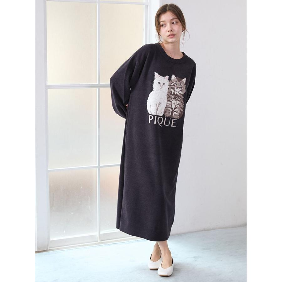 新品タグ付き　ジェラピケ　ワンピ　猫 新品タグ付き ジェラピケ ワンピ 猫 ツインズキャット ジャガード