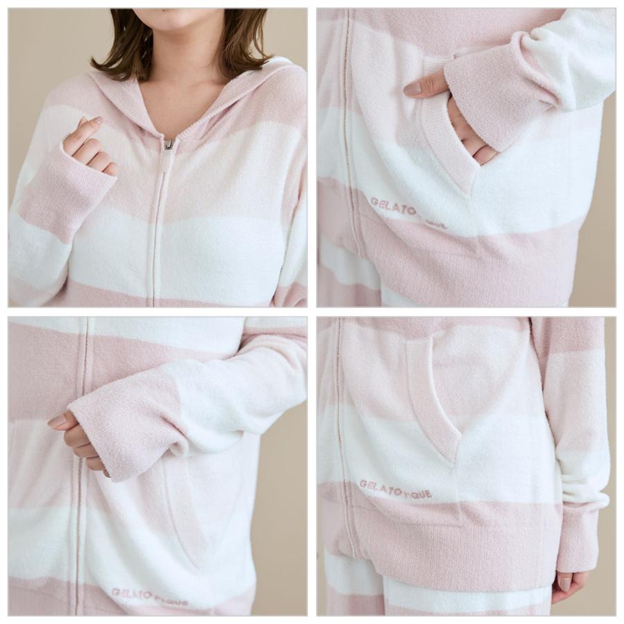ジェラートピケ スムーズィーlite3ボーダーパーカー pwnt254012 ルームウェア 部屋着 パジャマ レディース gelato pique | gelato pique | 08