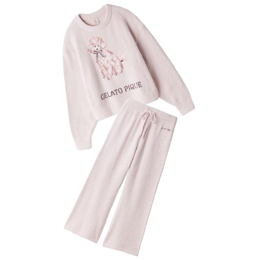 新品未開封 ジェラートピケ トイプードル Tシャツ&ロングパンツ ピンク gelato pique - ジェラートピケ トイプードルワンポイントTシャツ