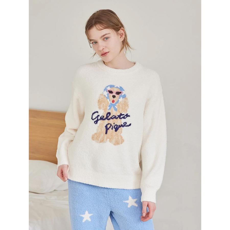 gelato pique（ジェラートピケ） スカーフDOG ジャガードプルオーバー