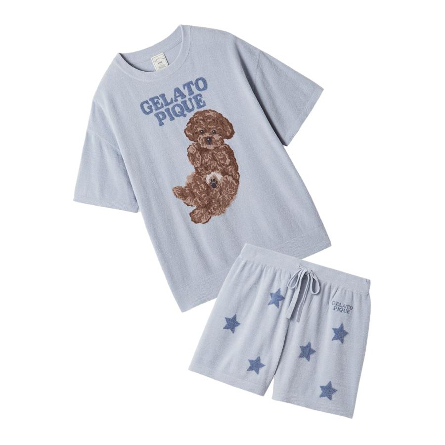 GELATO PIQUE トイプードル ルームウェア短パン　新品タグ付き✨セット JUNIOR】ドッグTシャツ&ショートパンツセット（ルームウェア/パジャマ