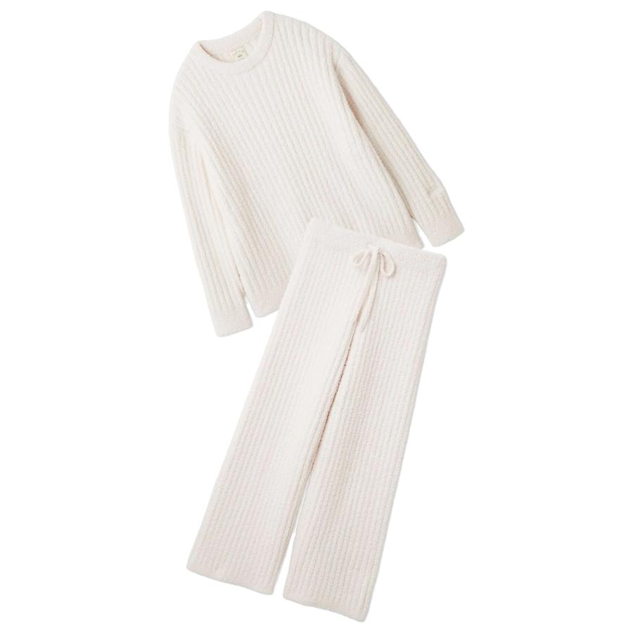 新品タグ付き　ジェラートプルオーバー＆パウダーリブロングパンツセット　ホワイト gelato pique（ジェラートピケ） パウダーリブプルオーバー&ロング