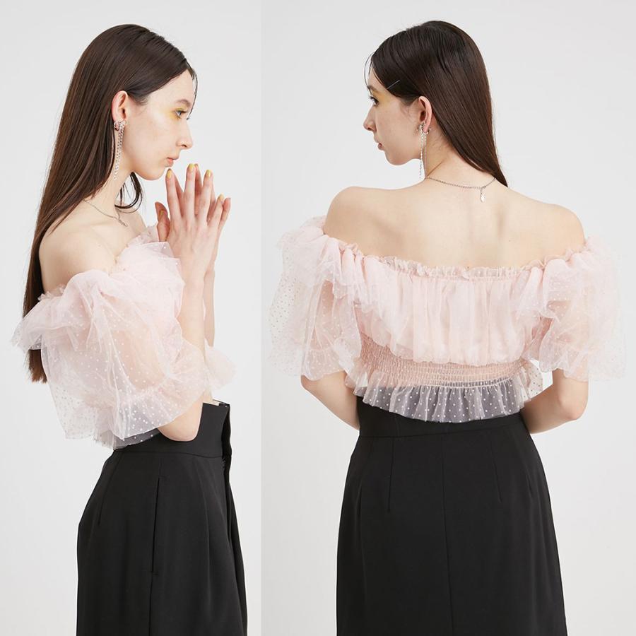 SALE50%OFF FURFUR ファーファー ドットチュールパフスリーブブラウス rwft242028 レディース トップス クロップド丈 ショート丈 オフショルダー FURFUR（ファーファー） SALE50%OFF FURFUR ドットチュール