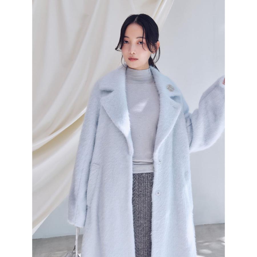 SNIDEL（スナイデル） ブローチ付きシャギーロングコート swfc255060