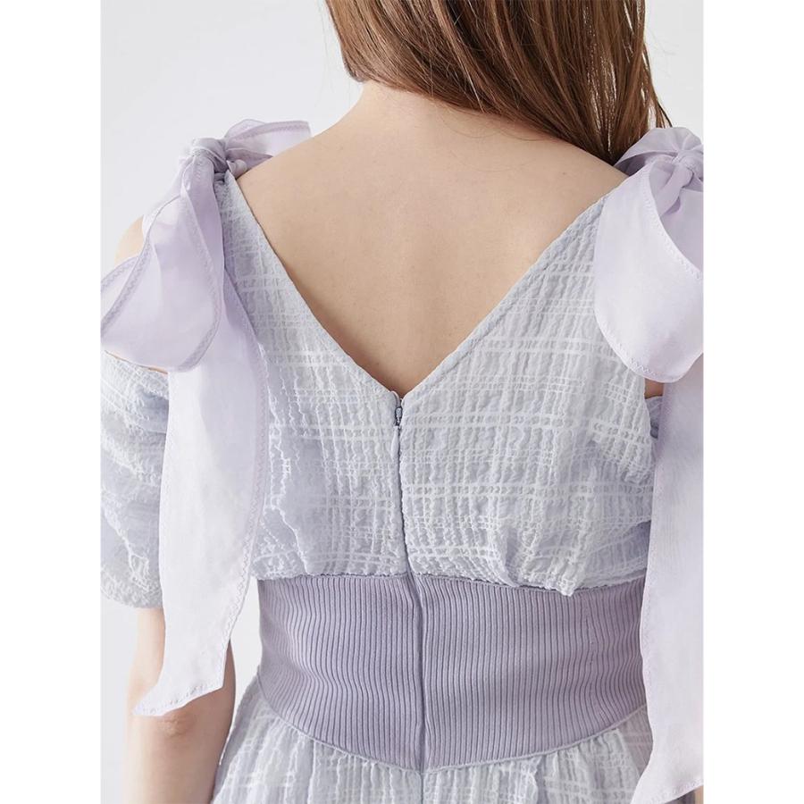 SALE40%OFF スナイデル ショルダーリボンワンピース swfo252064 レディース ドレス ロングワンピース 透け感  Vネック 小花柄 SNIDEL | SNIDEL | 08