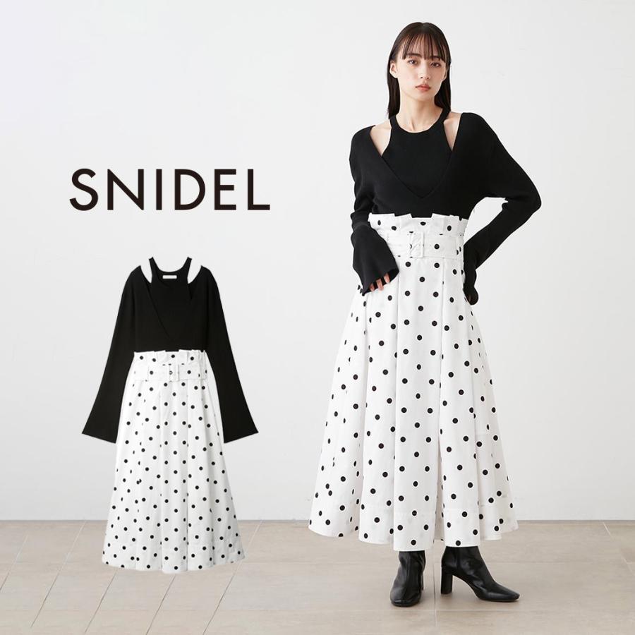SNIDEL SALE50%OFF タフタスカートドッキングニットワンピース SNIDEL SALE50%OFF タフタスカートドッキングニットワンピース