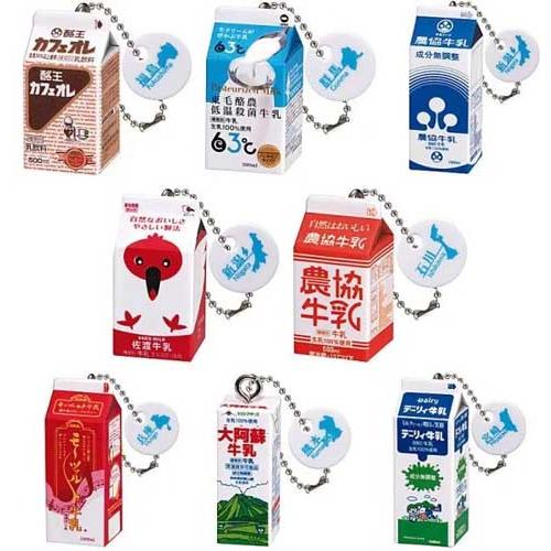 全国農協乳業協会 牛乳パックミニチュアチャーム 全8種セット : セレン