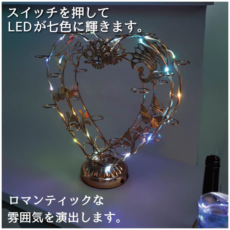 名入れ対応可能】 テキーラ観覧車 酒グラススタンド 7色に輝く ハート