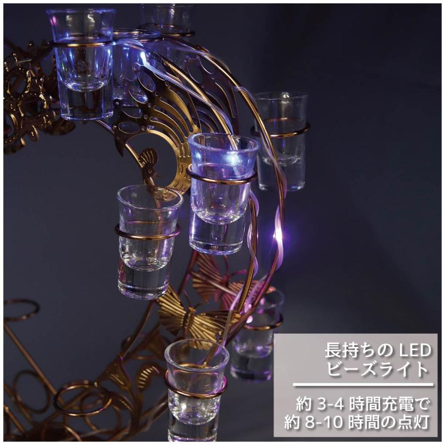 名入れ対応可能】 テキーラ観覧車 酒グラススタンド 7色に輝く ハート