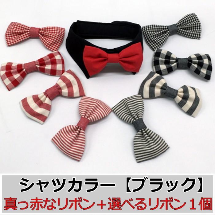 犬 猫 蝶ネクタイ シャツカラー ブラック 黒 赤リボン 付け襟 エリ 衿 タキシード 首輪 お正月 年賀状 結婚式 誕生日 ハンドメイド 受注制作 O Sh Et 犬の服 Selfish House 通販 Yahoo ショッピング