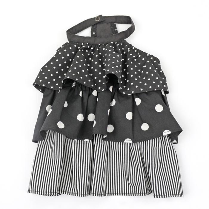 犬服　ドットフリフリワンピース　見本です　Blackベース 犬服 ドットフリフリワンピース 見本です Blackベース