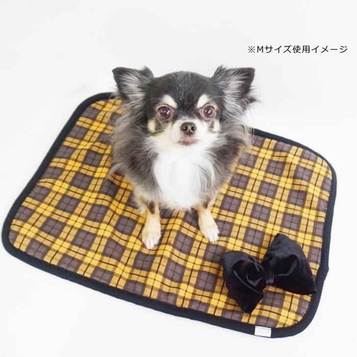 1253.カフェマットL61 くまタータンチェック　リバーシブルハンドメイド犬服 犬 ペット HEAT チェックカフェマット Lサイズ 蓄熱 保温 防虫 毛布