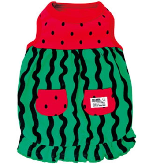 犬 服 スイカフリフリ クール 防蚊 冷感 涼しい 袖なし すいか ドッグ