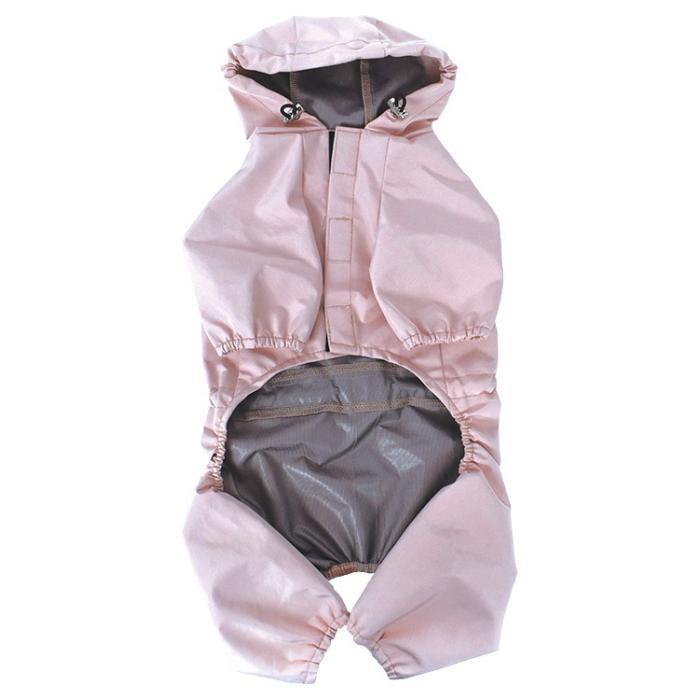 犬 服 足付きレインコート つなぎ スーツ 雨具 合羽 かっぱ ピンク