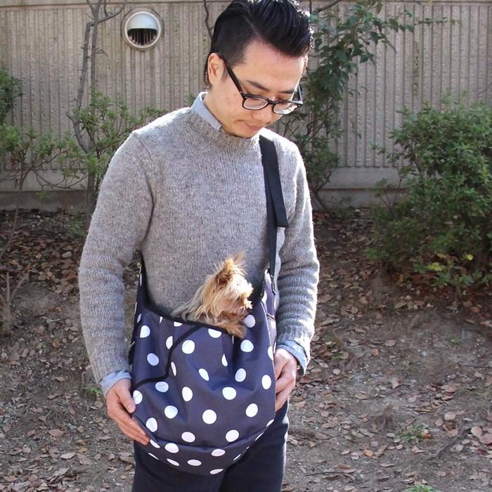 犬 ペット キャリーバッグ ドット柄 スリング 抱っこ 水玉