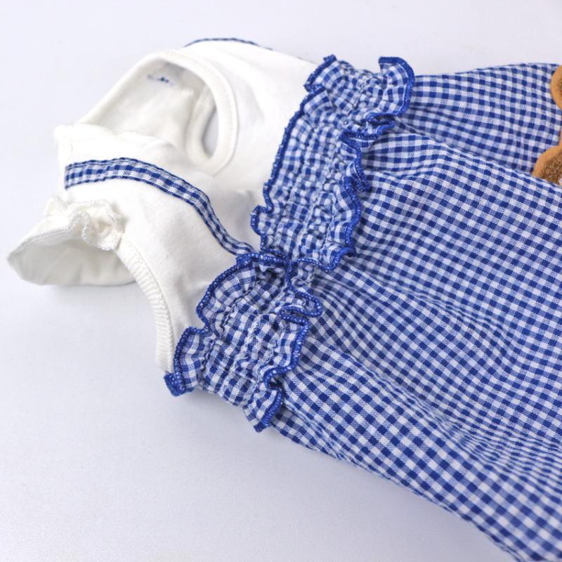 犬 服 くまギンガムチェックワンピ ワンピース リボン スカート 重ね着