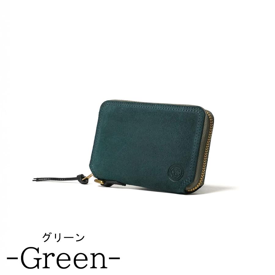 二色使いのファスナーポシェット☆ダークカーキ/フォレストブラウン BAGGY PORT（バギーポート） ラウンドファスナー ハーフ財布 FZKM11