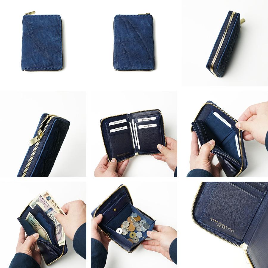 BAGGY PORT（バギーポート） 藍染め×象革 ラウンドファスナーハーフ