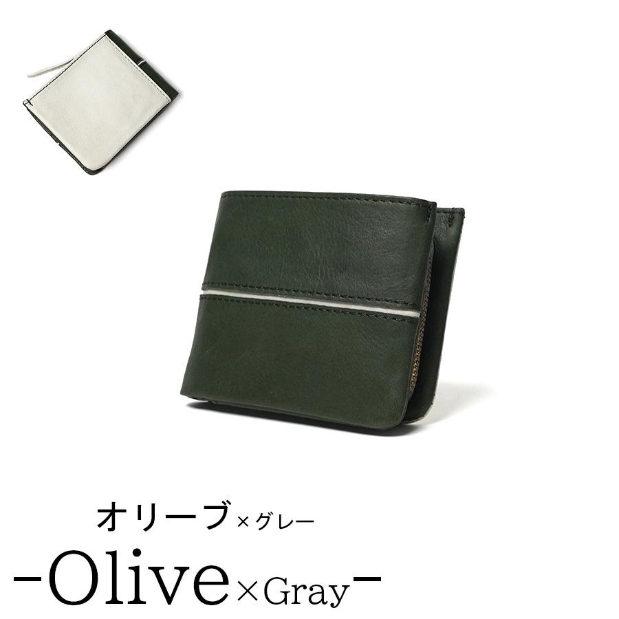 [バギーポート] 財布 フルクロームツートン洗い (オリーブ×グレー) BAGGY PORT（バギーポート） 二つ折り財布 HRD408 BAGGYPORT フル