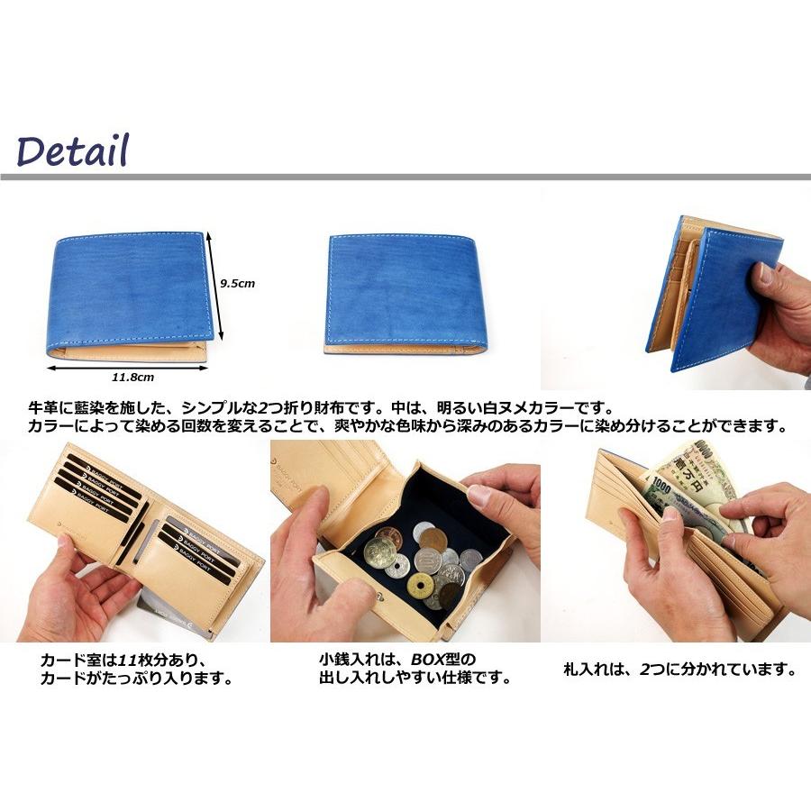 BAGGY PORT（バギーポート） 藍染めレザー 二つ折り財布 BAGGYPORT