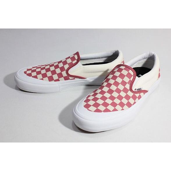 vans slip on pro checkerboard mineral red