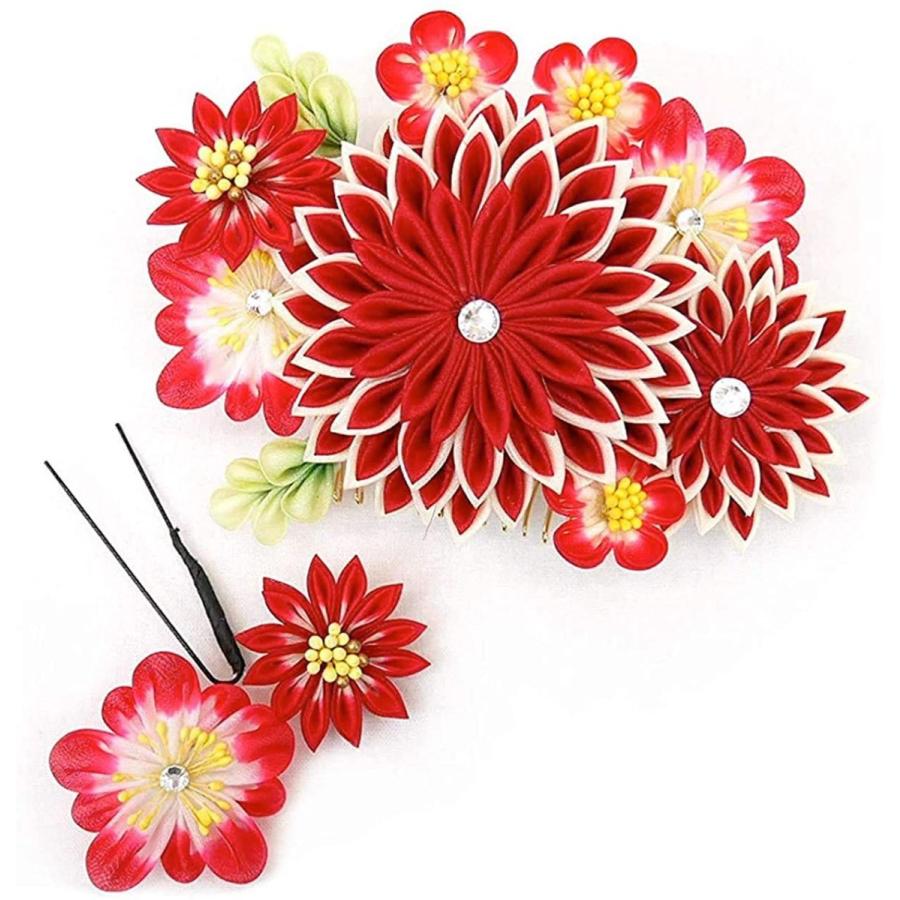 高知インター店 髪飾り つまみ細工 かんざし 2点セット 赤 レッド フラワー 花飾り Kk 013 成人式 振袖 浴衣 卒業式 結婚式 ヘアアクセサリー Www Reinnec Cl
