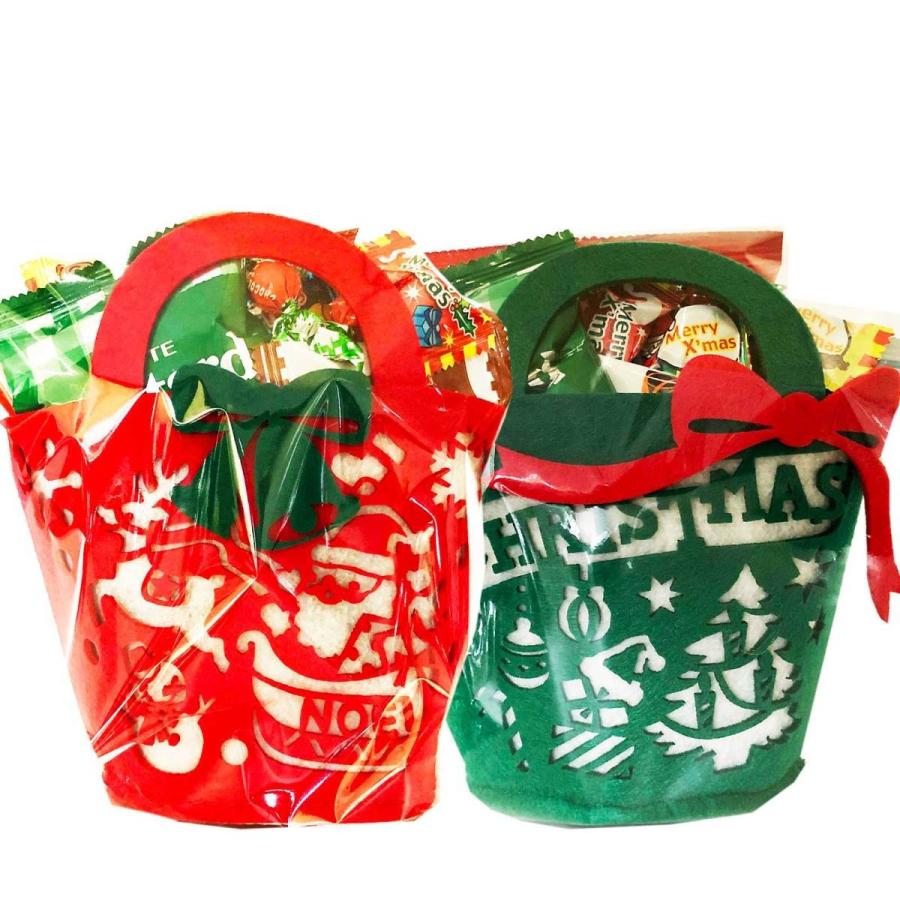 クリスマス お菓子 詰め合わせ ギフト クリスマス会のお土産に たっぷり入ったクリスマスフェルトトートバッグ(2種アソート)｜sellers