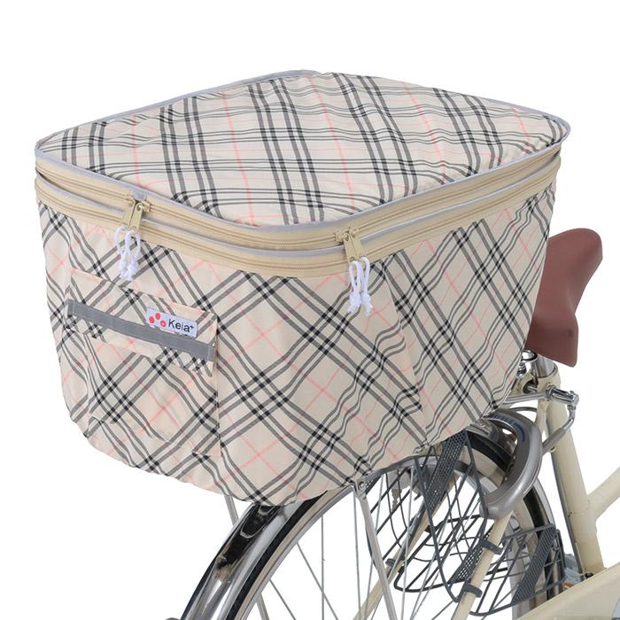自転車 カゴカバー 後ろ 2段式 後カゴカバー 両開き KW-268BC ベージュチェック 撥水 防水 ひったくり防止 おしゃれ かわいい 川住製作所 |  | 06