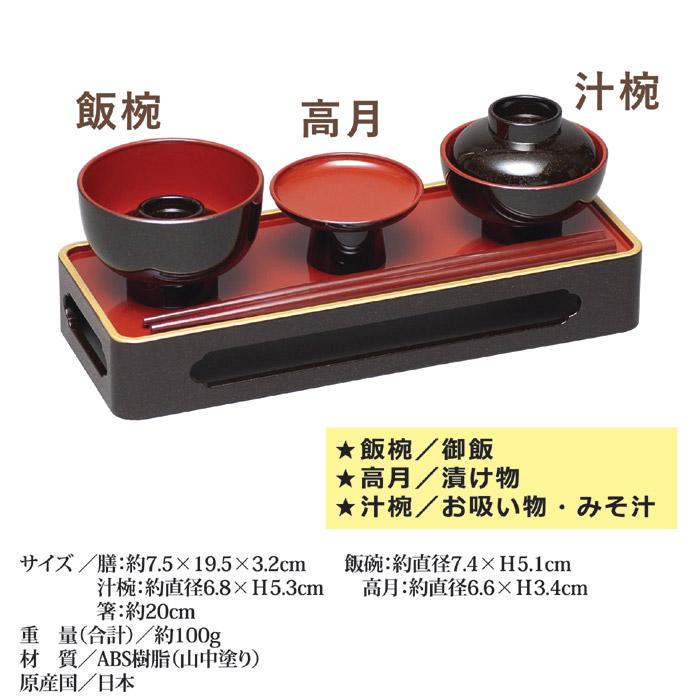 仏膳セット 日本製 山中塗 毎日仏膳 金梨地 仏壇 お供え お椀 お膳 飯