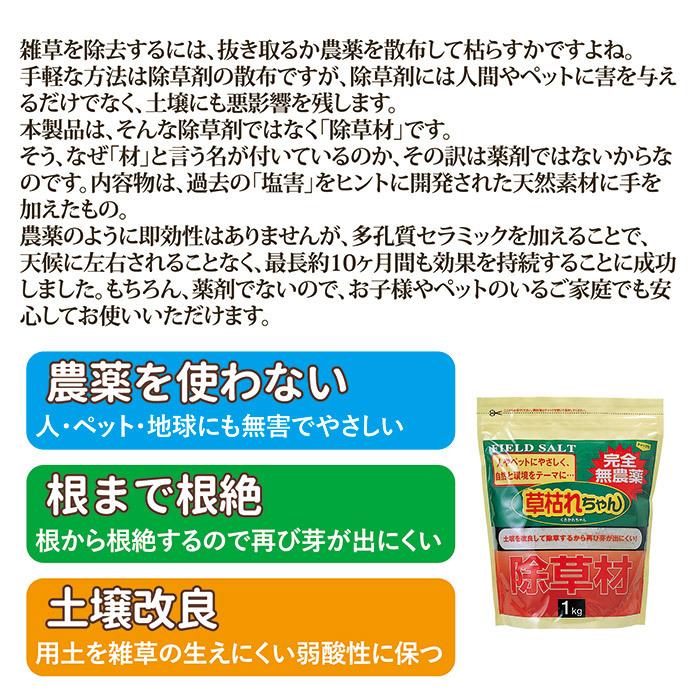 除草材 草枯れちゃん 1kg　除草剤 無農薬 安全 除草材 除草 雑草 雑草駆除 墓地 日本製｜sellet｜03