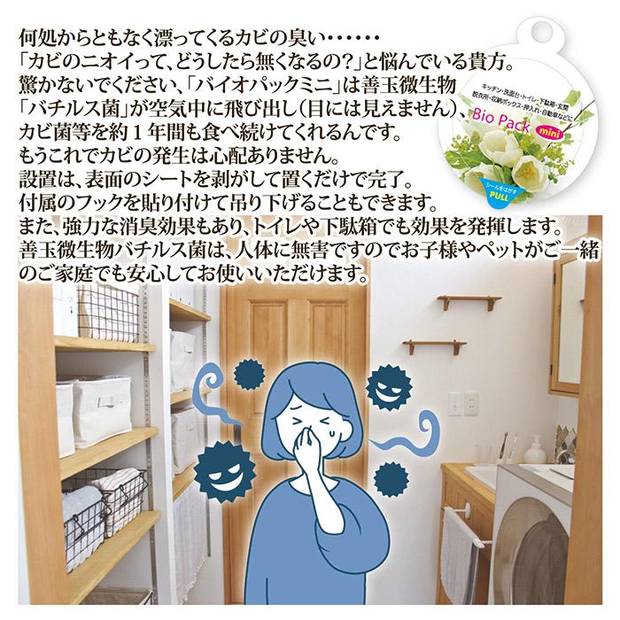 【5個セット】 部屋 防カビ 防臭 バイオパックミニ カビ対策 予防 置くだけ カビ臭 クローゼット トイレ バチルス菌  日本製 メール便 送料無料 | ゴトウ | 02