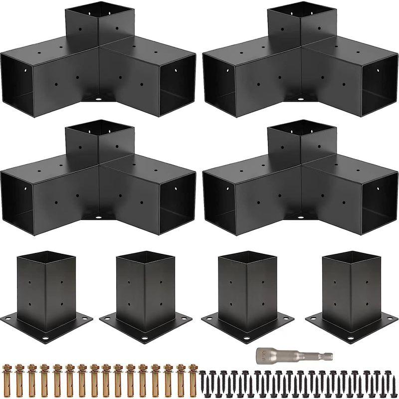 匿名配送 Grehitk パーゴラキット パーゴラブラケット 3方向直角コーナーブラケット 木工 DIYポストベースキット ガゼボ用木製梁 パティオパ 【NAN1192844410】(43088円)