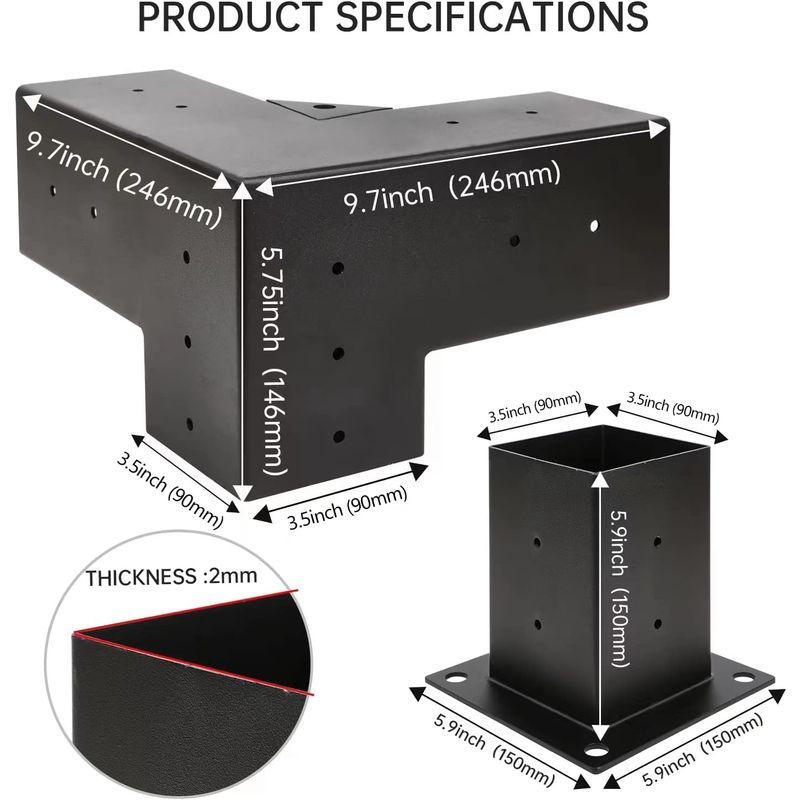 匿名配送 Grehitk パーゴラキット パーゴラブラケット 3方向直角コーナーブラケット 木工 DIYポストベースキット ガゼボ用木製梁 パティオパ 【NAN1192844410】(43088円)
