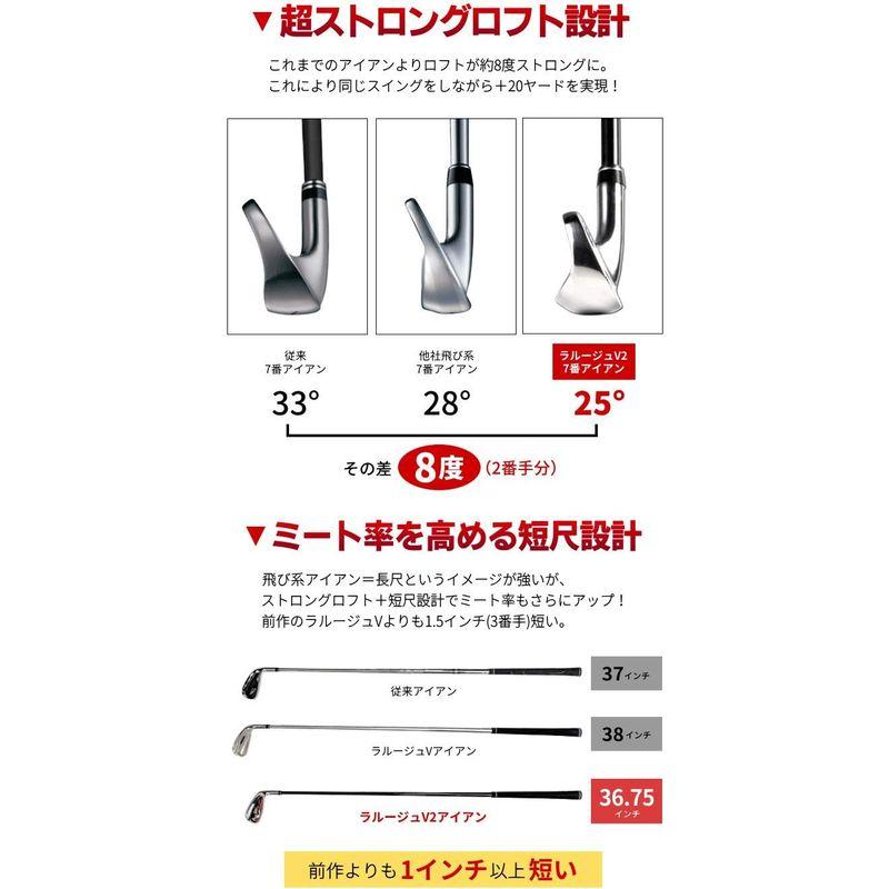 新入荷！ ラルージュ V2アイアン 短尺 ぶっ飛び 飛び系 アイアンセット 7本組 （7/8/9/P/A/AS/S） (FD-60標準カーボンシャフト 【SK5854772124】(21149円)
