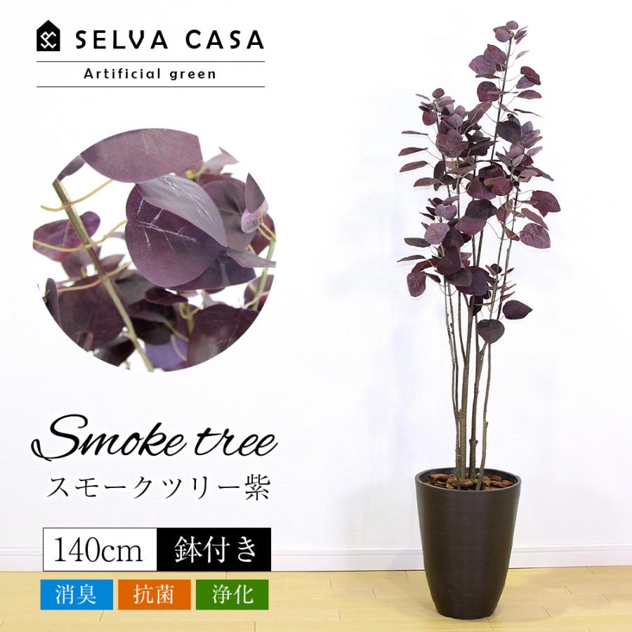 フェイクグリーン 大型 約140cm 人工観葉植物 光触媒加工 造花 スモークツリー紫 鉢付き 消臭 抗菌 インテリアグリーン 送料無料 ※ご注文後7日前後発送 :b-grn00015:SELVA CASA 通販 寄せ植えグリーンアレンジ W40 造花 インテリア 観葉植物 フェイクグリーン 消臭 CT触媒 (送料別途 北海道 沖縄 離島)