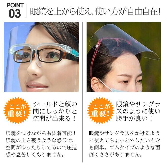 フェイスシールド メガネ型10個セット フェイスガード 飛沫感染予防 ウィルス対策  顔面保護マスク 団体・企業様にお得な10個セット 送料無料 国内発送 |  | 04